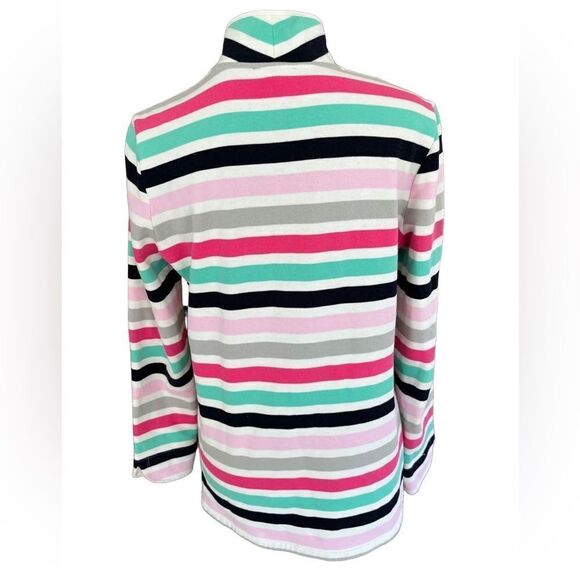 Talbots striped button front sweatshirt with stand up collar, size Small - Picture 2 of 5